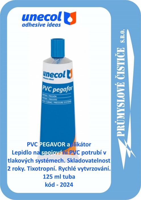žžž024 UNECOL PVC PEGAFOR lepidlo na spojování PVC potrubí tixotropní tuba 125 ml