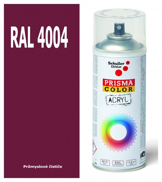 Schuller Eh'klar Sprej červený lesklý 400ml, odstín RAL 4004 barva bordová fialová lesklá, PRISMA COLOR 91031